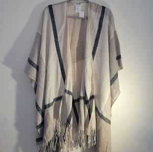 NEW with tags soft cashmere wool blend poncho with fringe